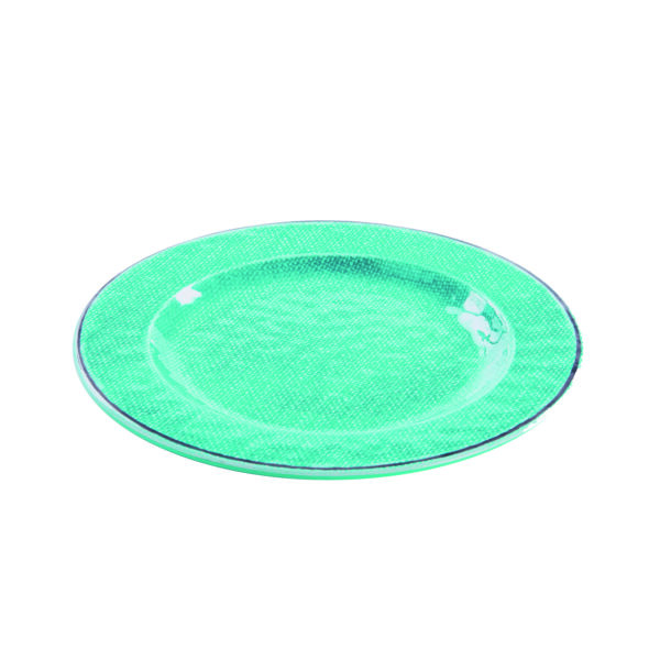 Assiette decor laine tressee antiderapante en melamine - turquoise – Image 4