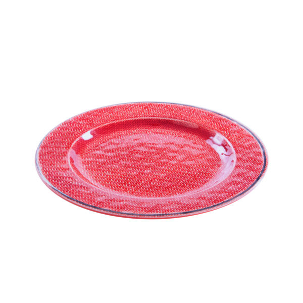 Assiette decor laine tressee antiderapante en melamine - rouge – Image 4