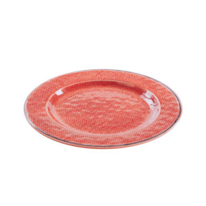 Assiette decor laine tressee antiderapante en melamine - rouge