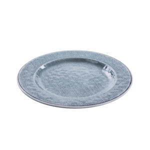 Assiette decor laine tressee antiderapante en melamine - gris