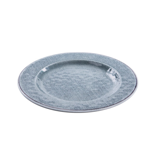 Assiette decor laine tressee antiderapante en melamine - gris