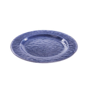 Assiette decor laine tressee antiderapante en melamine - bleu