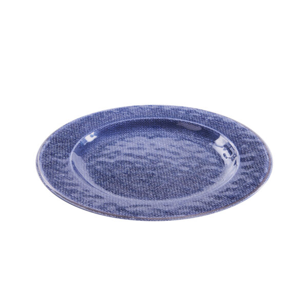 Assiette decor laine tressee antiderapante en melamine - bleu