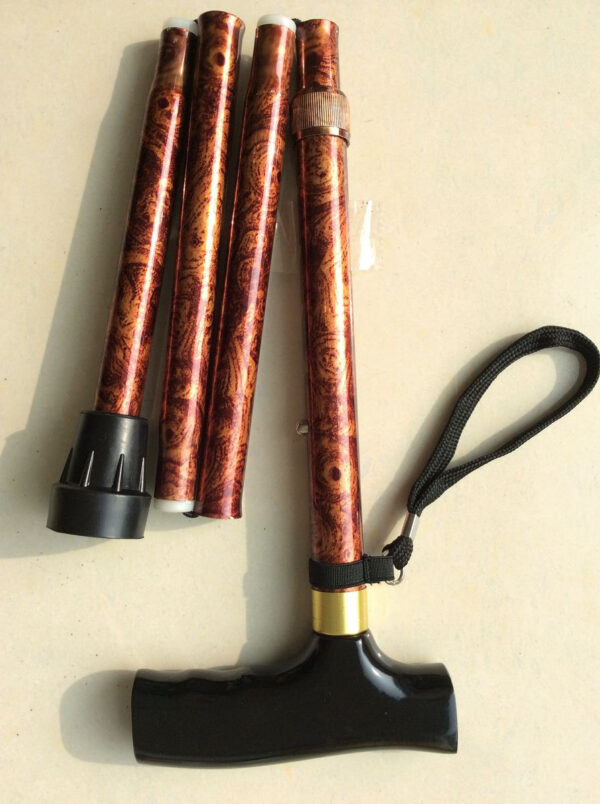 Canne de marche pliante reglable ronce de noyer – Image 4
