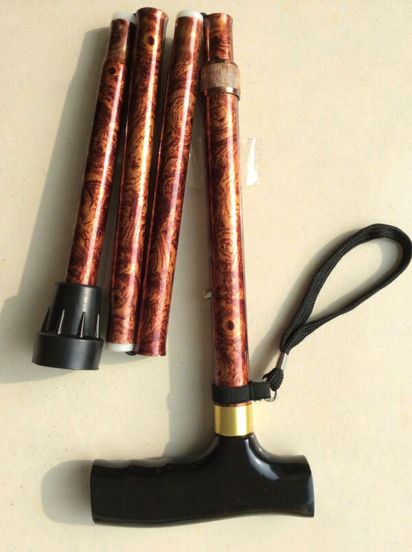 Canne de marche pliante reglable ronce de noyer – Image 5